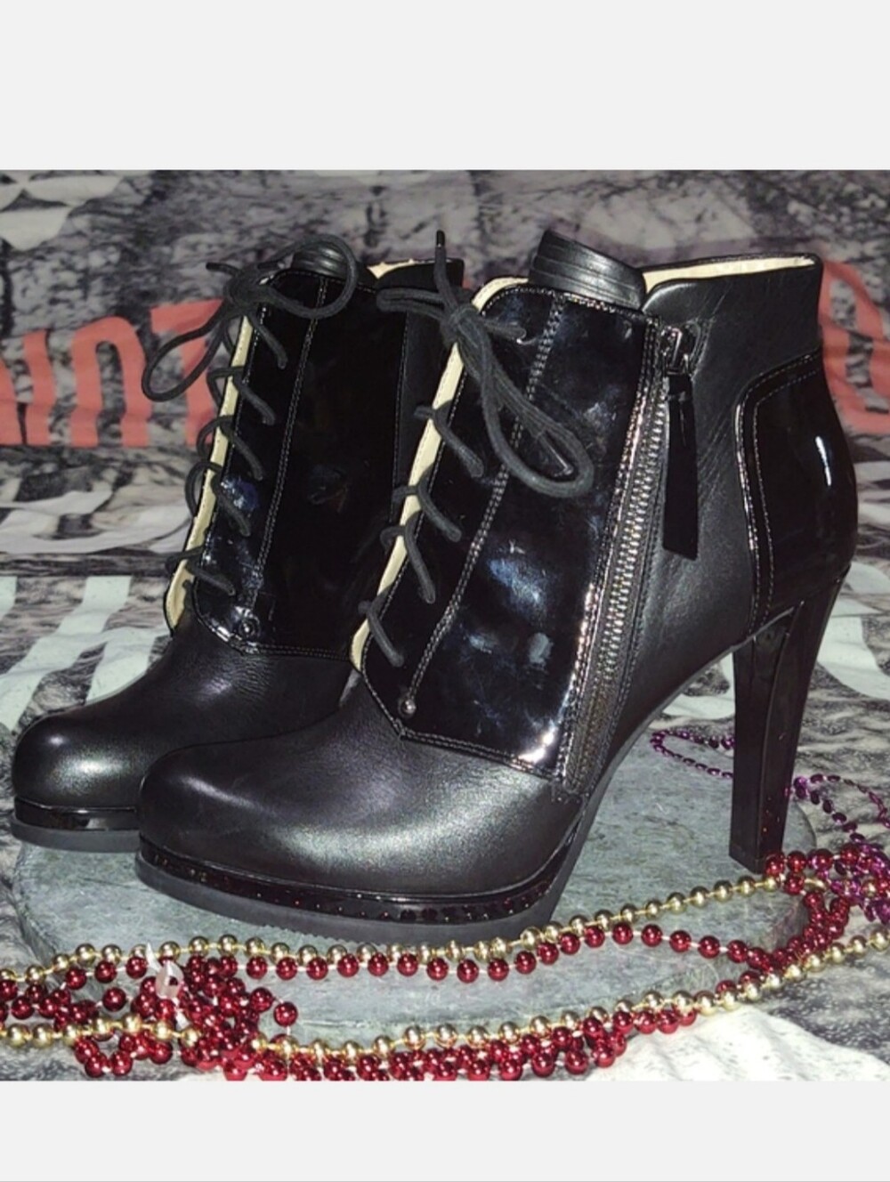 Neiman Marcus SABELLE Leather Heeled Ankle Boots Size 9